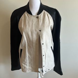 Banana Republic linen and leather bomber jacket size 12